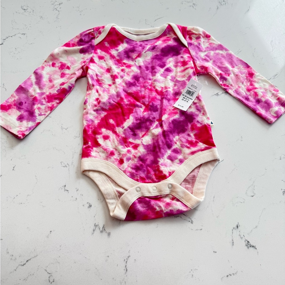 GAP Pink & Magenta Tie-Dye Long Sleeve Baby Bodysuit